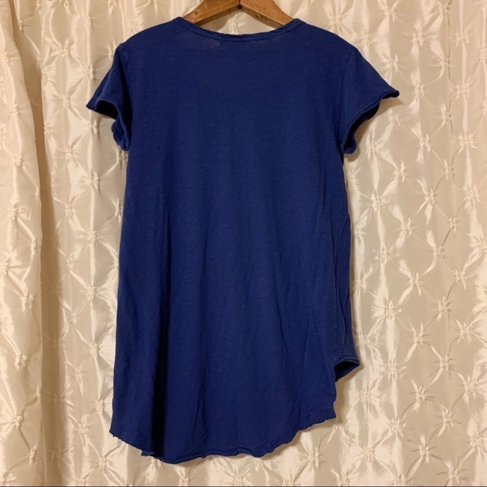 LNA Royal Blue High Low Short Sleeve Tee Shirt - Picture 2 of 8